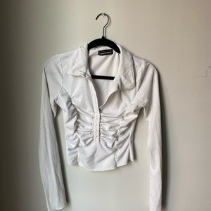 White ruched blouse